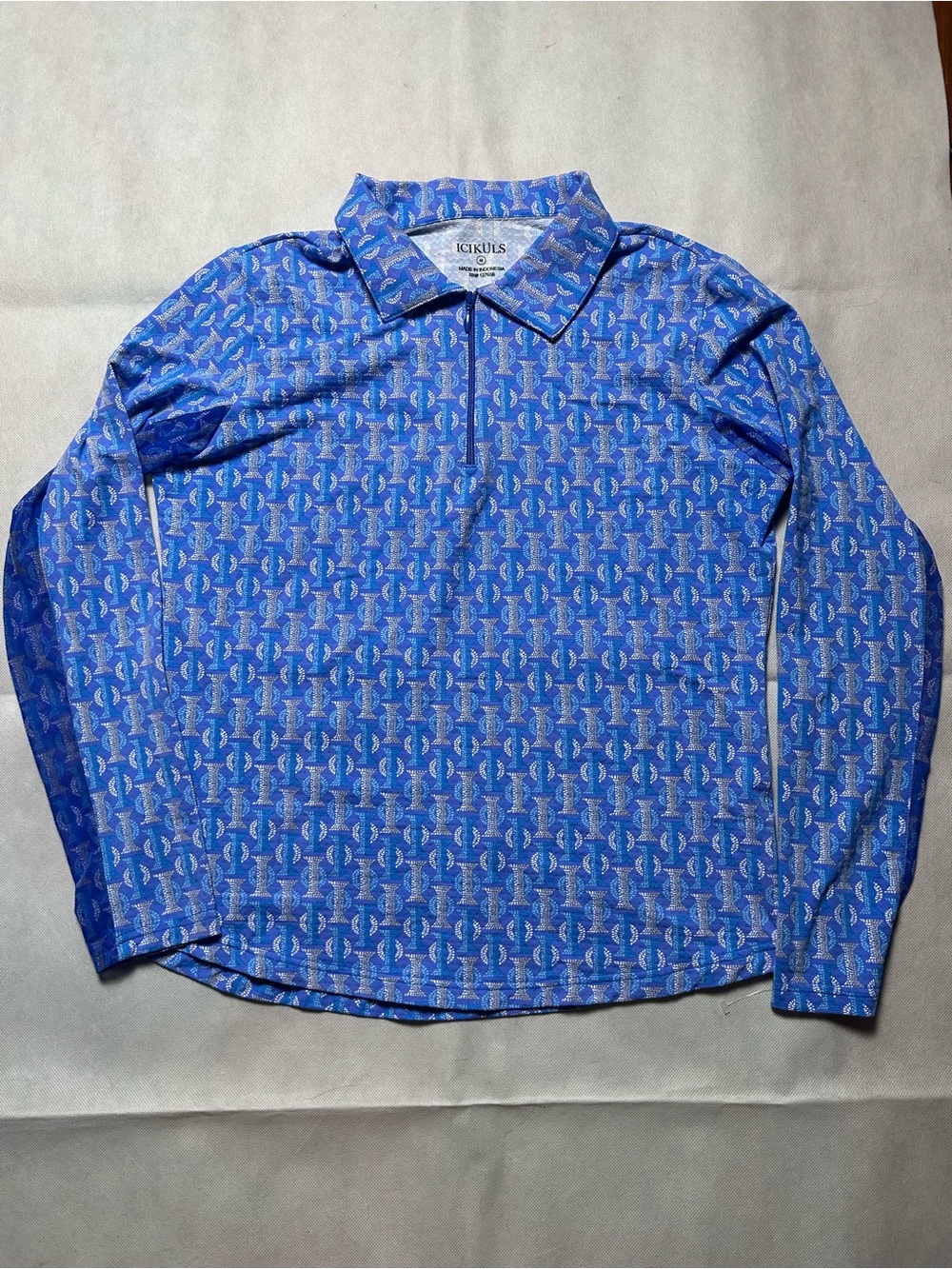 Icikuls blue quarter zip long sleeve permanent shirt size medium